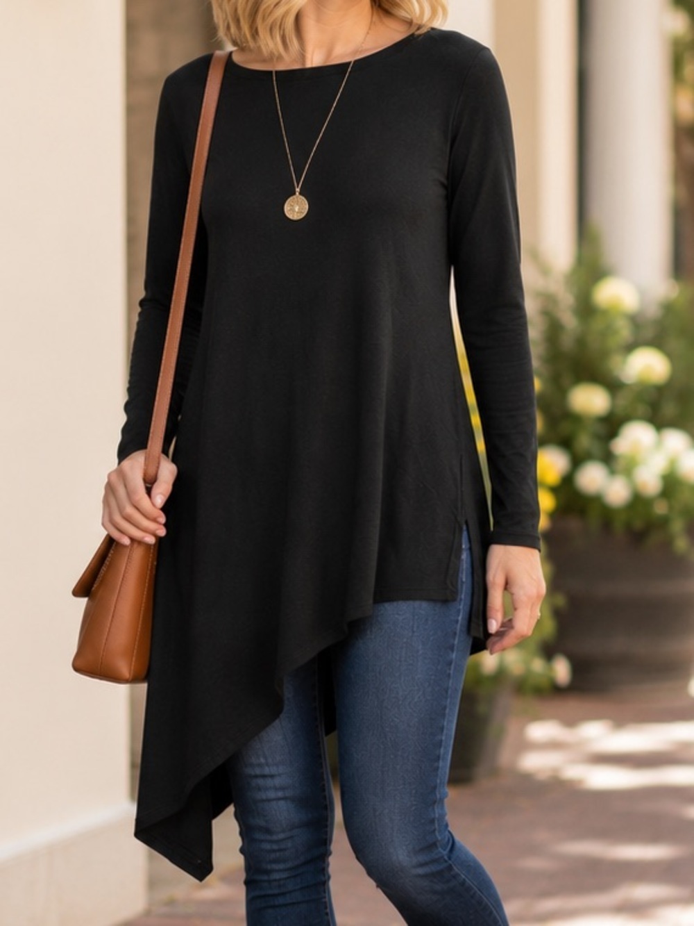 Agnes & Dora Asymmetrical Tunic Black Baby French Terry NWT USA